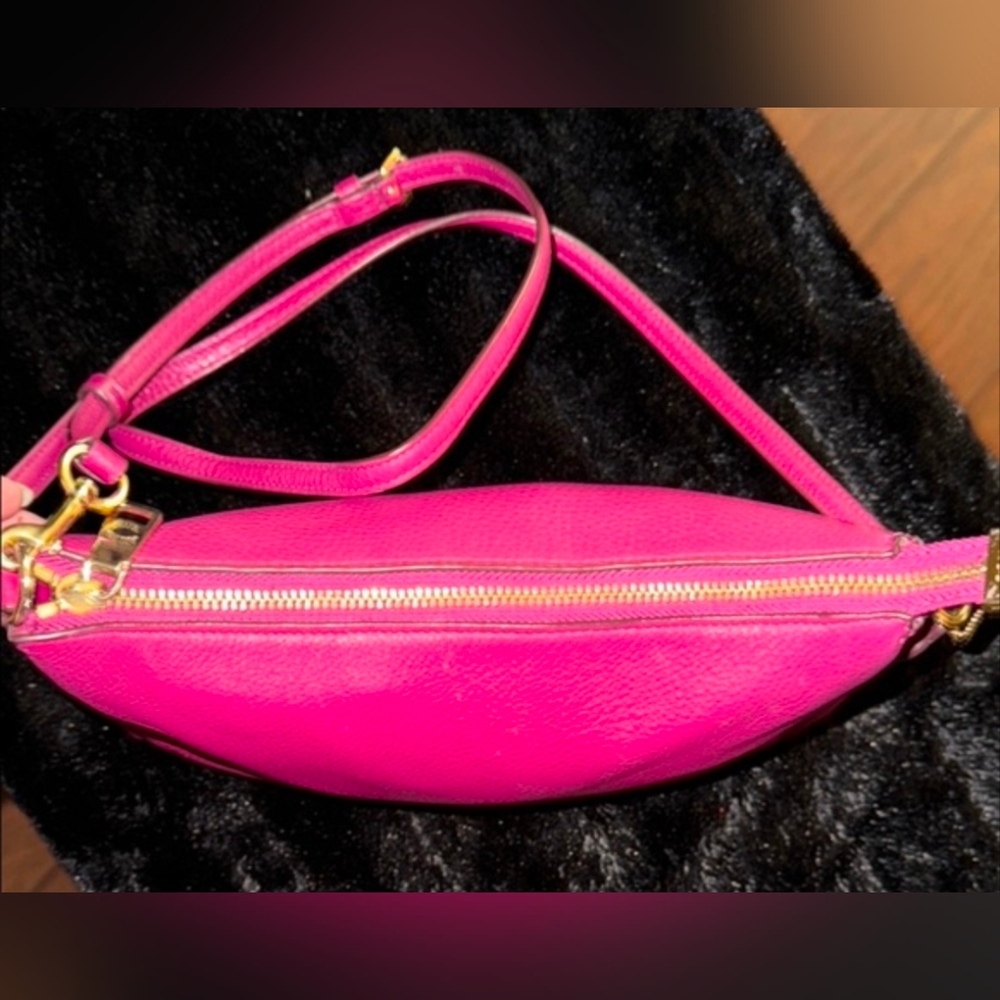 COACH Carrie Raspberry Pebbled Leather Crossbody Bag - Picture 8 of 16